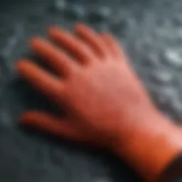 Close-up of surf gloves showcasing material texture