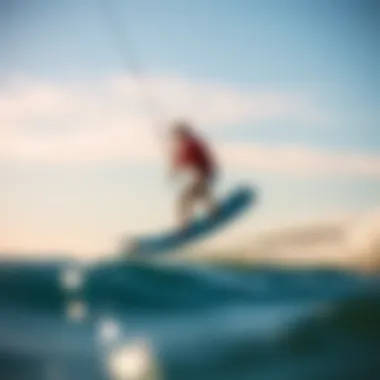 Sleek Foil Board in Action A sleek foil board gliding over water