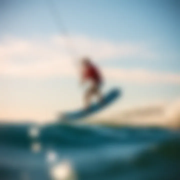 Sleek Foil Board in Action A sleek foil board gliding over water