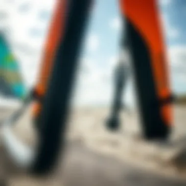 Fone kite gear displayed on a scenic beach