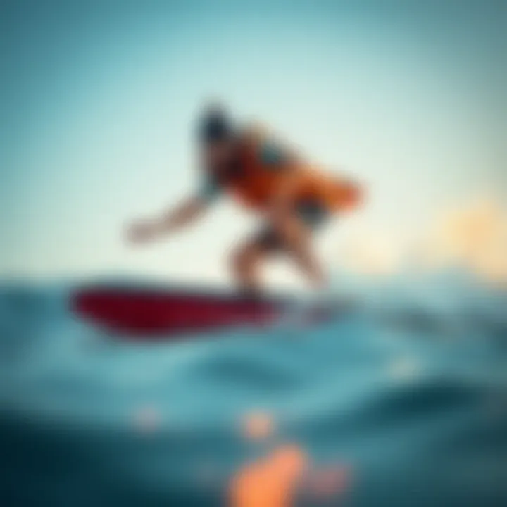 User experiencing the Fone Wing Board on waves