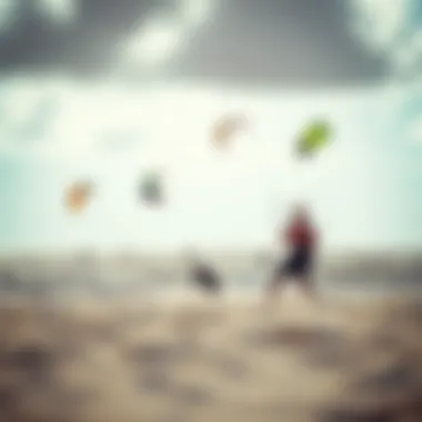 Scenic view of the beach near Fort Clinch with kiteboarders in action