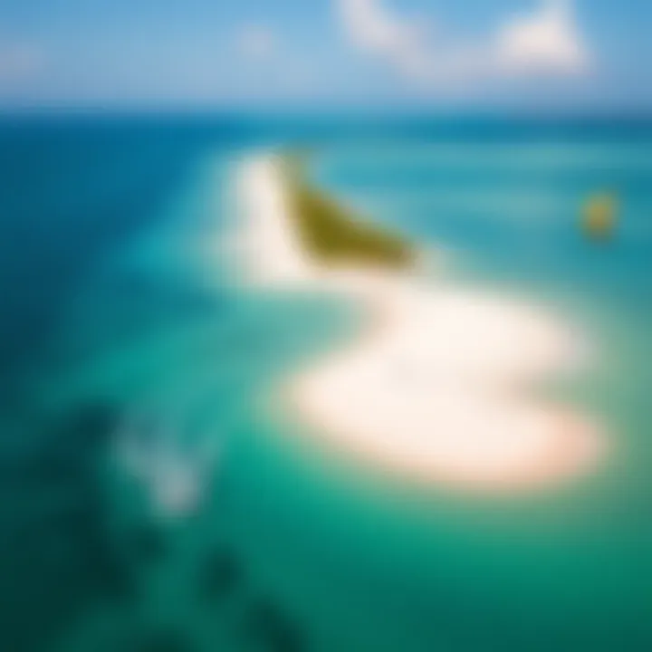 Aerial view of kiteboarding locations in Grand Cayman