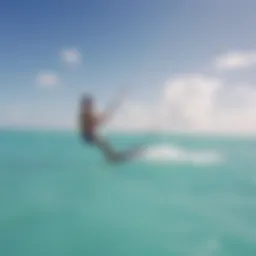 Kiteboarder gliding over turquoise waters of Grand Cayman