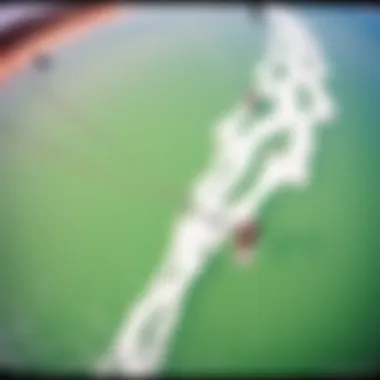 Kiteboarding from Above: Hydro Surf Perspective Aerial view of kiteboarders engaging in hydro surf