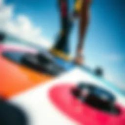 Close-up of hydrofoil board mechanics