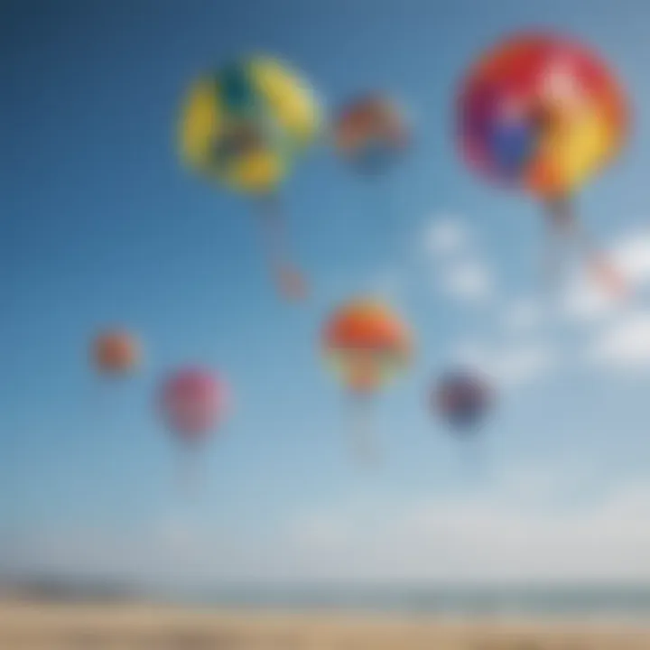 Colorful range of inflatable kites in flight