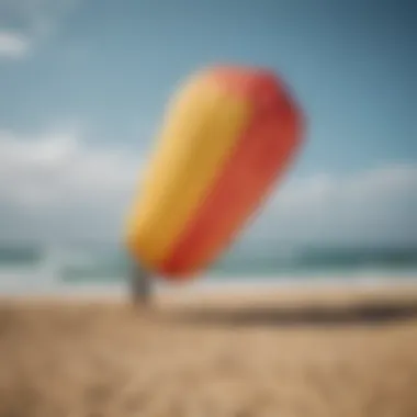 Inflatable kite being inflated and prepared for use