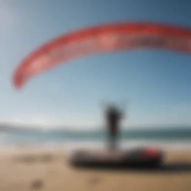 Detailed view of kiteboarding gear with inflatable kite