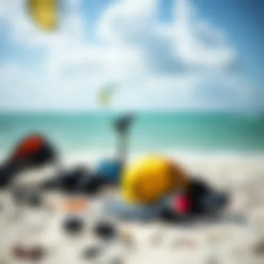 Essential Gear for Kiteboarding Enthusiasts Kiteboarding gear set up on the beach
