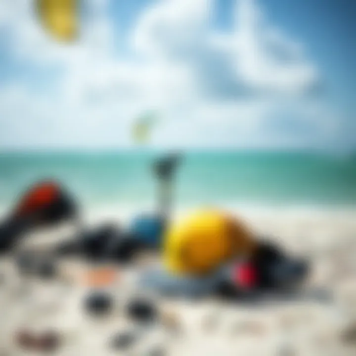 Essential Gear for Kiteboarding Enthusiasts Kiteboarding gear set up on the beach