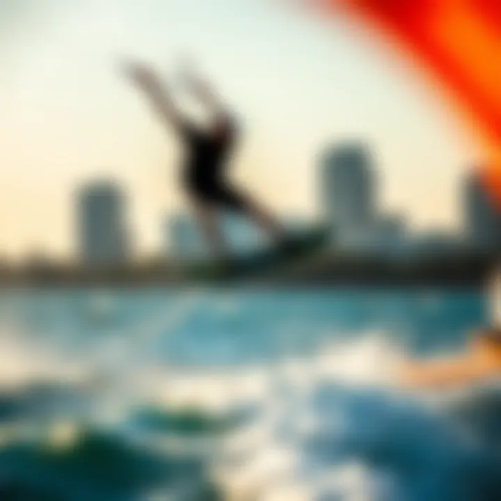 Kiteboarder Soaring Above Water A kiteboarder soaring above the water in Dallas