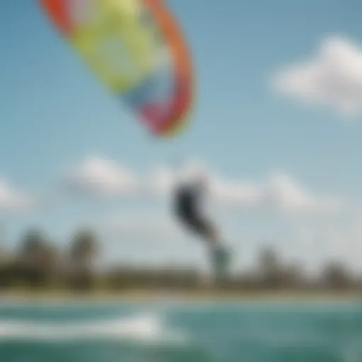 Kiteboarding lesson in action with vibrant kites