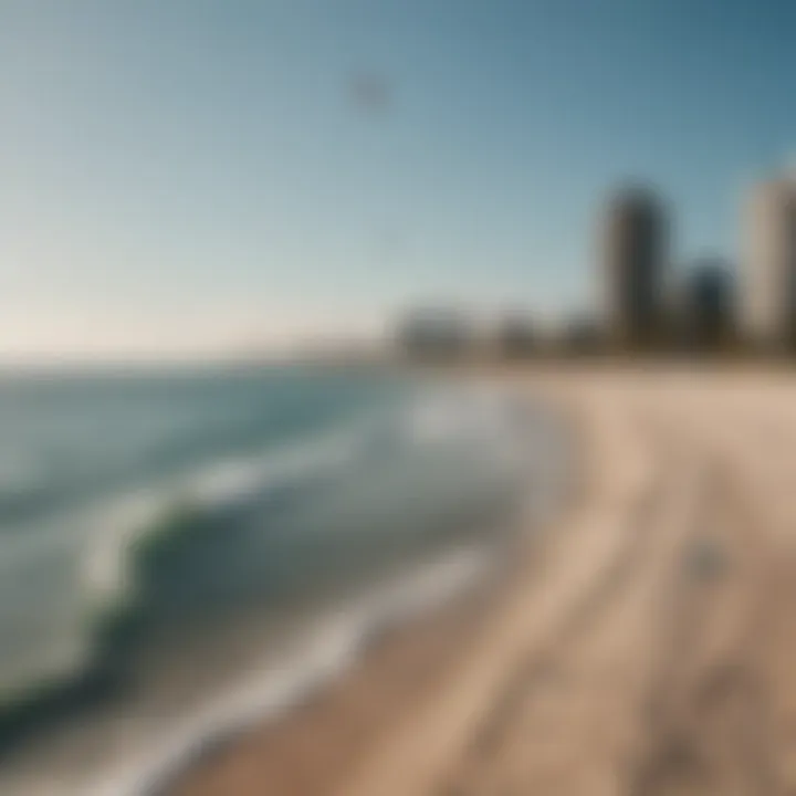 Scenic Fort Lauderdale beach with kiteboarders