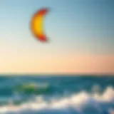A vibrant kite soaring high above the ocean, symbolizing the thrill of kiteboarding.
