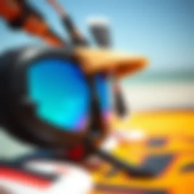 Innovative Kiteboarding Equipment Highlighting Technology A close-up of advanced kiteboarding equipment emphasizing technology