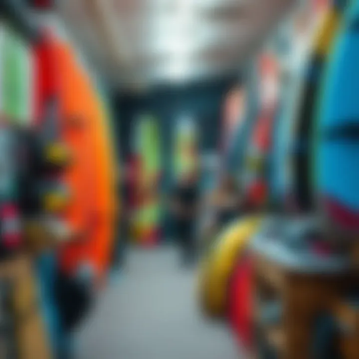 Engaging Local Kiteboarding Shop Atmosphere A local kiteboarding shop bustling with enthusiasts and gear