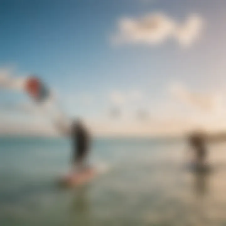 A vibrant kiteboarding community enjoying a lively beach gathering