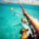 A breathtaking view of kitesurfers gliding over turquoise waters