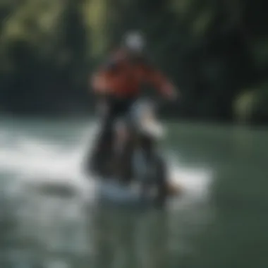 Rider executing a maneuver with a KT foil board on water