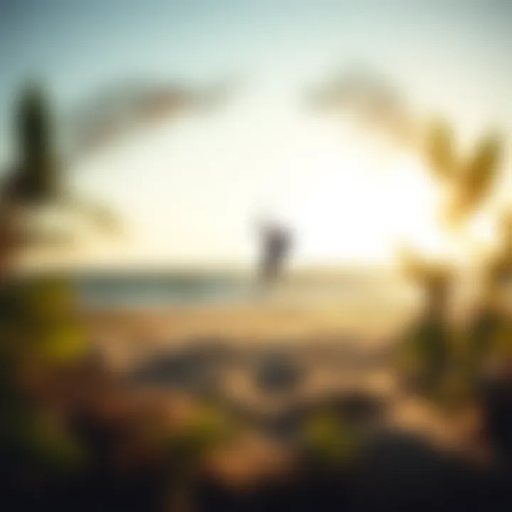 Eco-Conscious Kiteboarding Practices A serene beach scene highlighting eco-conscious practices in boardsports