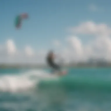 Panoramic view of Miami's vibrant coastline and kitesurfing activity