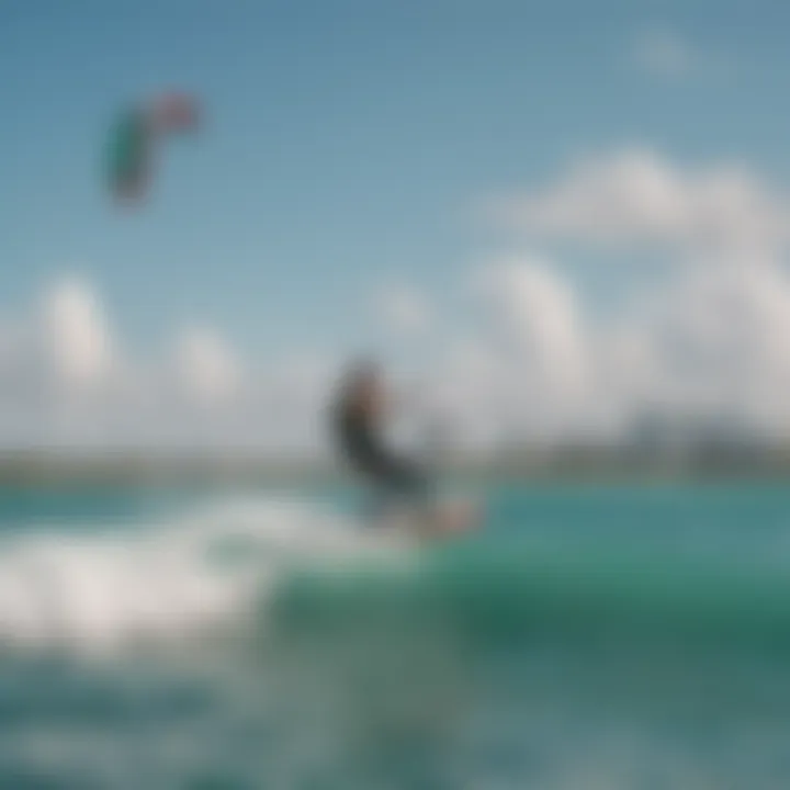 Panoramic view of Miami's vibrant coastline and kitesurfing activity