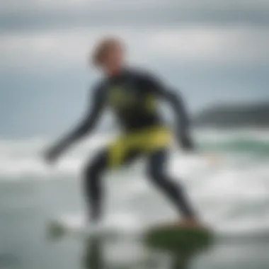 Kiteboarder in action wearing a neoprene-free wetsuit