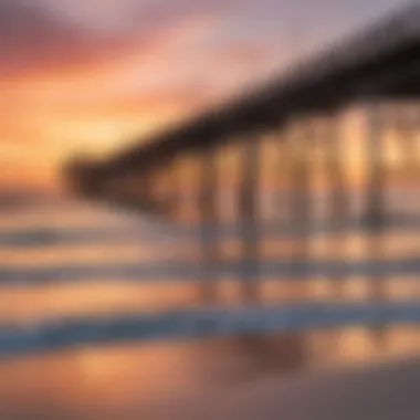 A panoramic view of Okaloosa Island Pier at sunset