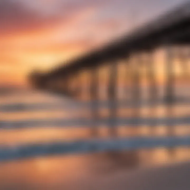 A panoramic view of Okaloosa Island Pier at sunset