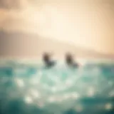 A stunning view of kiteboarders gliding over the calm waters of Playa del Sol