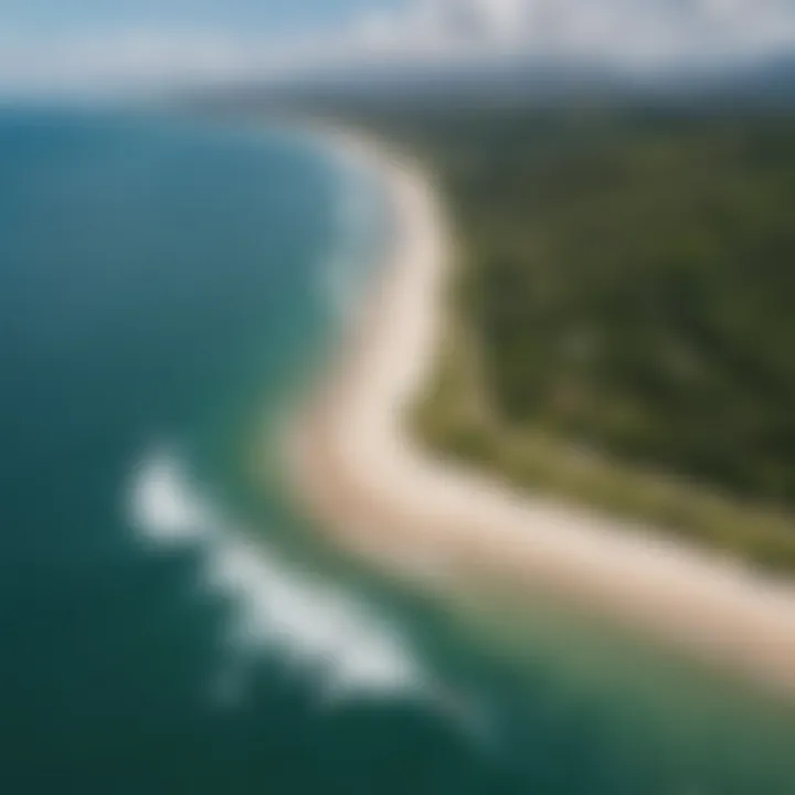 Aerial view of Punta Chame showcasing its stunning coastline and kiteboarding spots