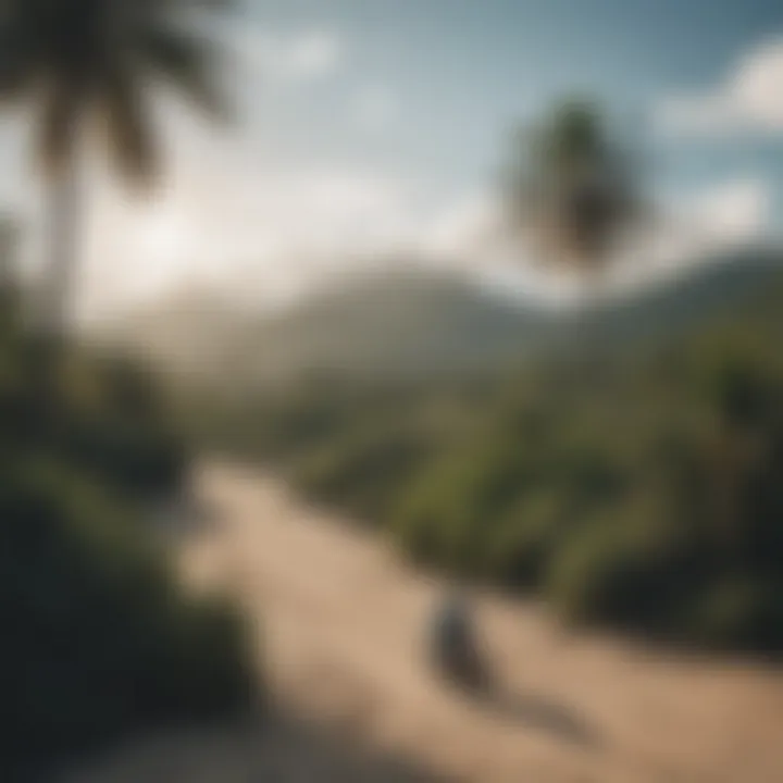 The lush landscape surrounding Punta Chame with palm trees and clear skies