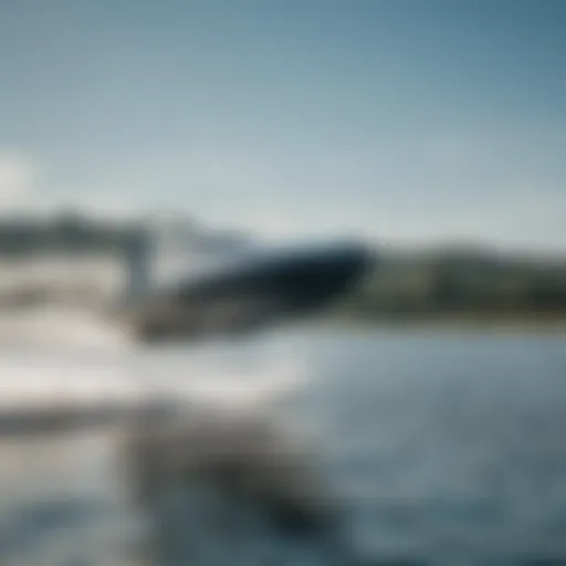 Dynamic shot of a self-propelled wake foil gliding over water