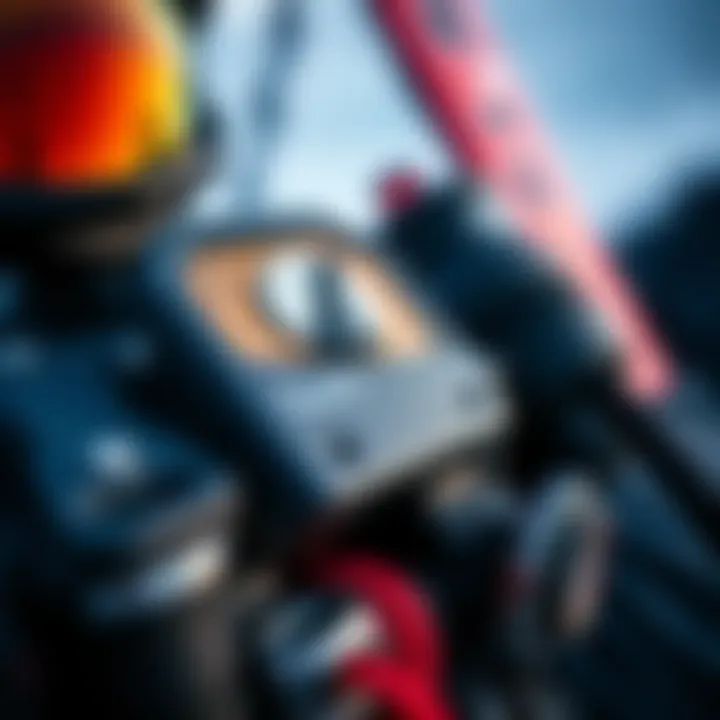 Close-up view of specialized ski kiting gear showcasing the intricacies of the equipment.