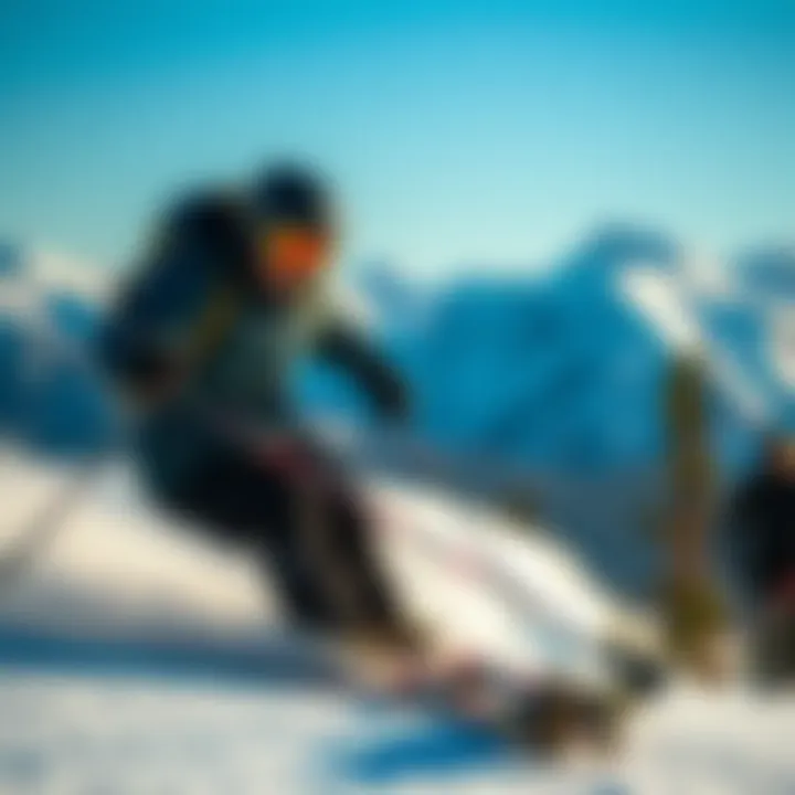 A skilled individual demonstrating advanced ski kiting techniques against a backdrop of snow-capped mountains.