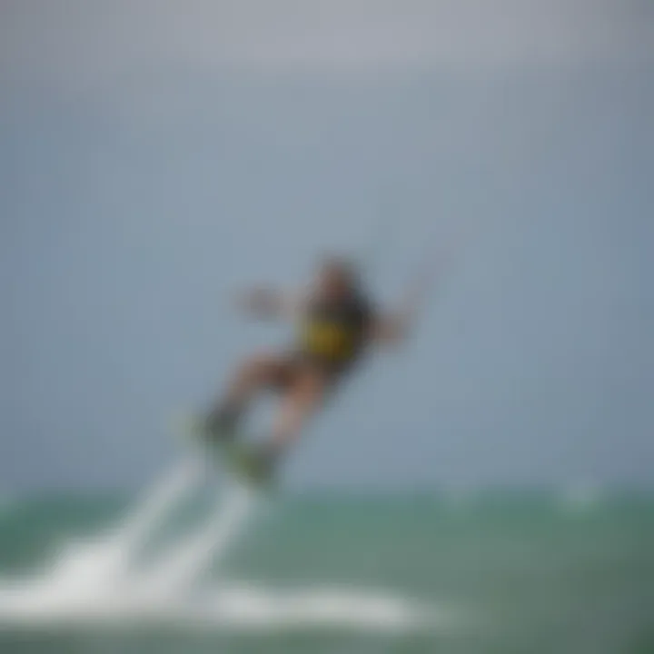 Kiteboarding activity on South Padre Island with slingshots in action