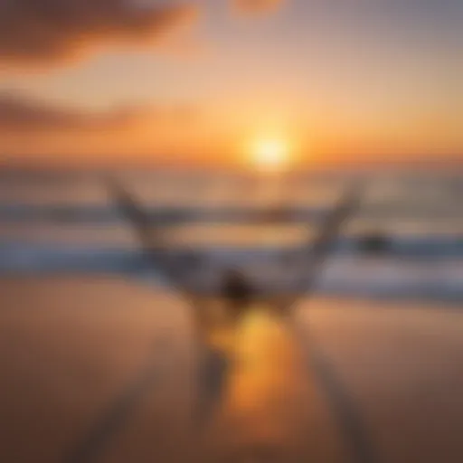 Vibrant sunset over South Padre Island with slingshots on the beach