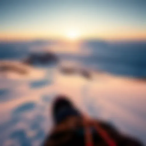 A breathtaking view of snow kiting across a pristine Norwegian landscape