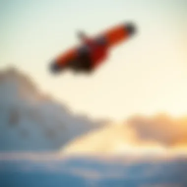 Advanced Techniques in Action A skilled snow kiter performing tricks against the backdrop of a mountain range