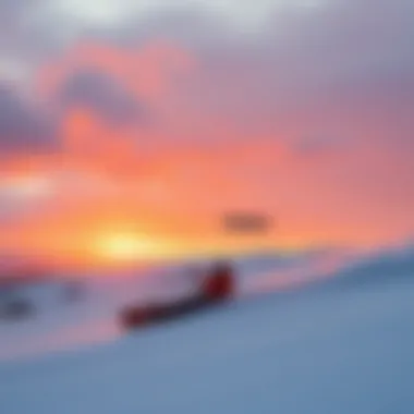 Sunset Snow Kiting Experience A serene winter sunset illuminating a snow kiting session in Norway