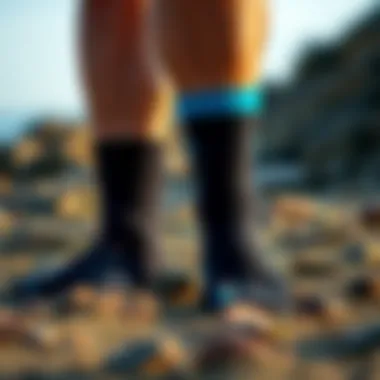 Comparing Neoprene Sock Styles Side-by-side comparison of different styles of neoprene socks for water sports.