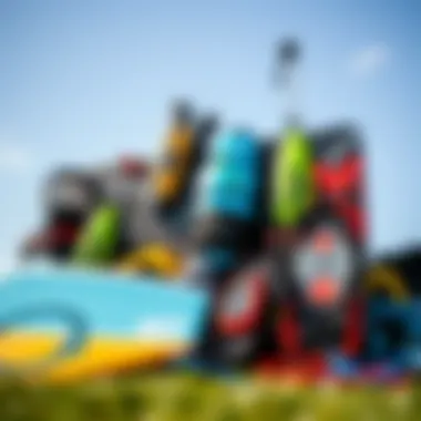 An array of high-quality kiteboarding equipment displayed elegantly