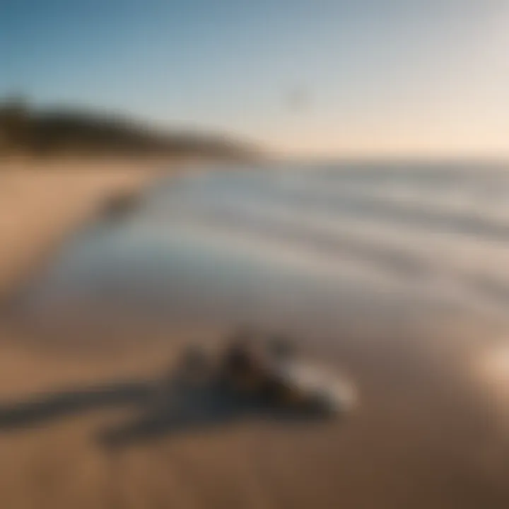 A scenic beach setup for crosswing kiteboarding