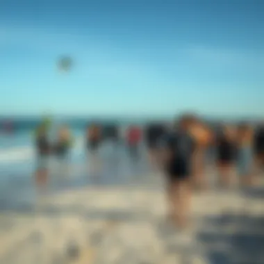 Kiteboarding Community Event Community gathering for kiteboarding event on the beach