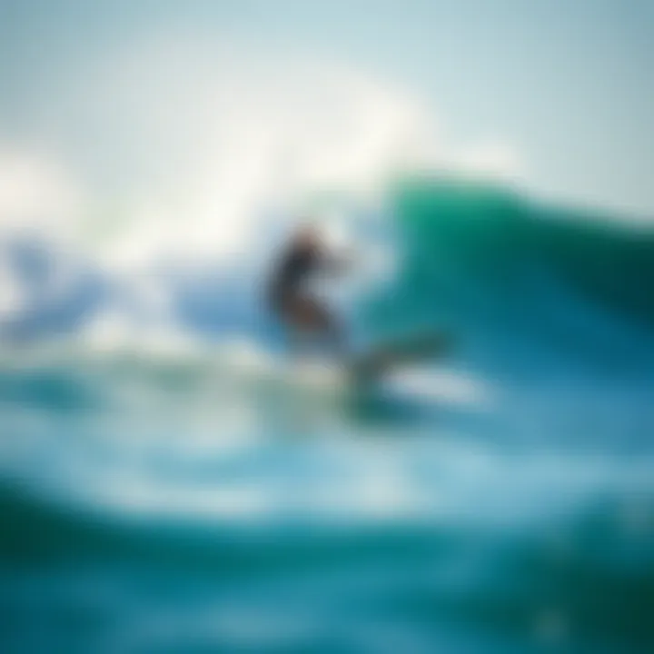 Rider navigating through waves with hydrofoil