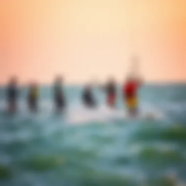 A group of kiteboarding enthusiasts participating in a local community event