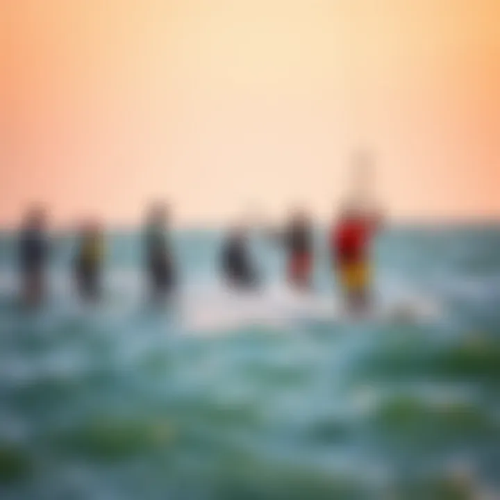 A group of kiteboarding enthusiasts participating in a local community event