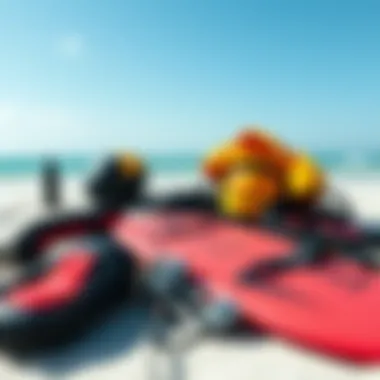 Essential Kitesurfing Gear Essential kitesurfing gear laid out for a session