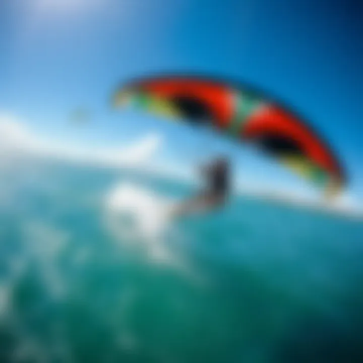 Aerial Perspective of Kiteboarding Captivating aerial view of kiteboarding with GoPro Wing Mount